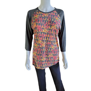 LuLaRoe Randy, Women's/Men's Geometric Floral Gray 3/4 Sleeve Size: Medium, New